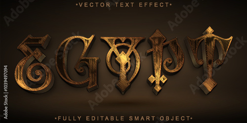 Historical Orange Worn Egypt Vector Fully Editable Smart Object Text Effect