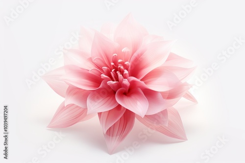 Petal Perfection: 3D Pink Flower on a Transparent Canvas, generative ai