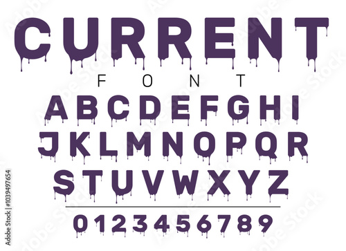 Liquid lettering. Melting font. Dripping drops alphabet. Letters and numbers design. Viscous fluid ABC. Artistic effect typography. Uppercase text symbols. Alphabetical icons vector set