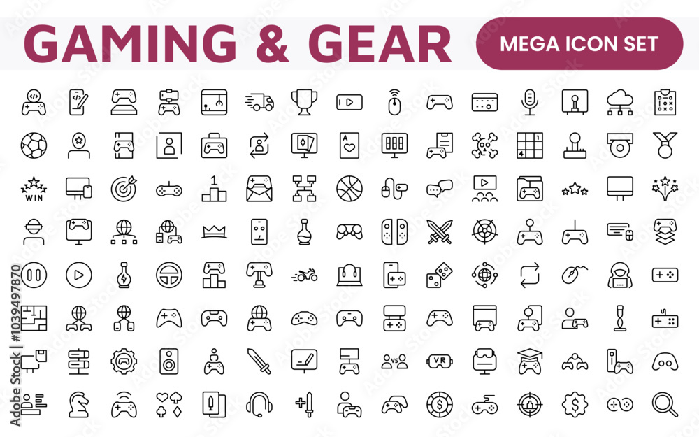 Gaming Icon Set. Vibrant and dynamic icons for game design, streaming, and e-sports branding, perfect for creating immersive interfaces and enhancing your gaming projects. Gaming Icon Set. Vibrant and dynamic icons for game design, streaming, and e-sports branding, perfect for creating immersive interfaces and enhancing your gaming projects.