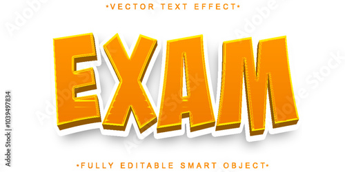 Cartoon Exam Vector Fully Editable Smart Object Text Effect