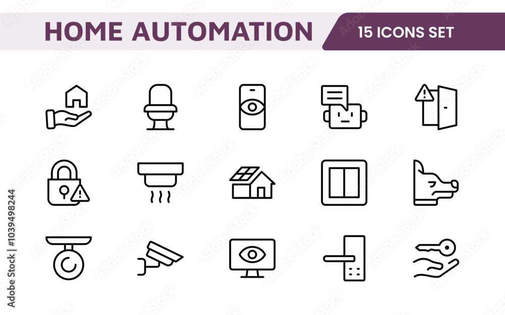 Home Automation Icon Set. Smart and intuitive icons for controlling lights, security, and devices, perfect for smart home apps, IoT interfaces, and tech-savvy branding. Home Automation Icon Set. Smart and intuitive icons for controlling lights, security, and devices, perfect for smart home apps, IoT interfaces, and tech-savvy branding.