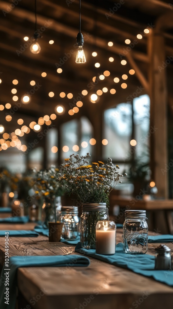 Rustic Farmhouse Birthday Setup with Wooden Tables and Burlap Table Runners in Boho Style Rustic Farmhouse Birthday Setup with Wooden Tables and Burlap Table Runners in Boho Style
