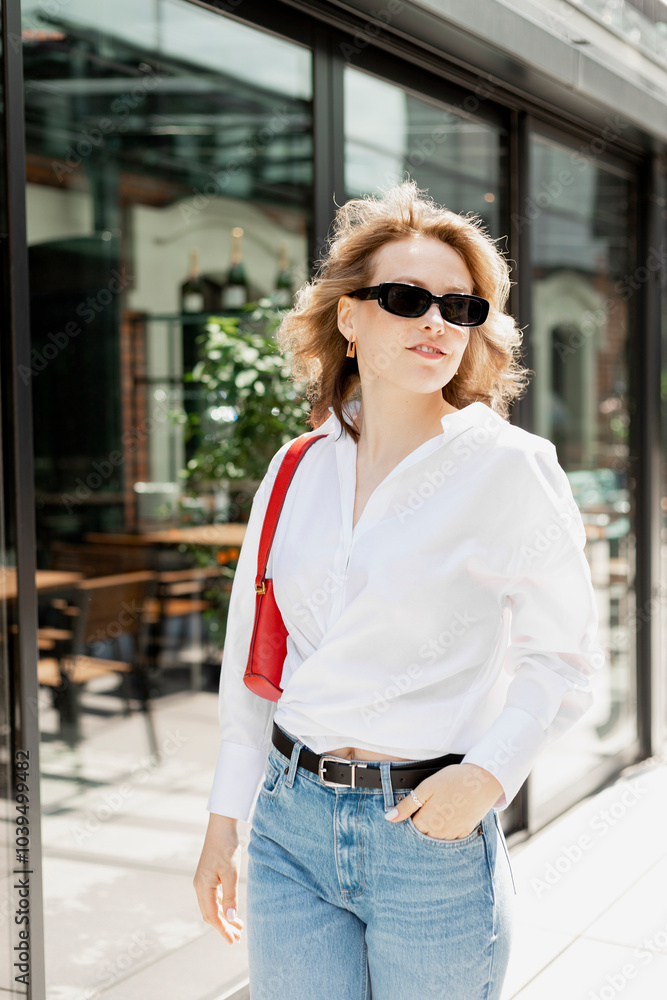 Young businesswoman wearing sunglasses on sunny day Young businesswoman wearing sunglasses on sunny day