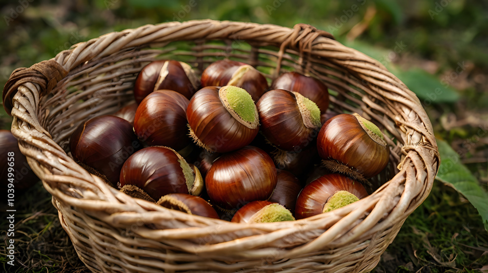 chestnuts in a wicker basket, ai generated chestnuts in a wicker basket, ai generated