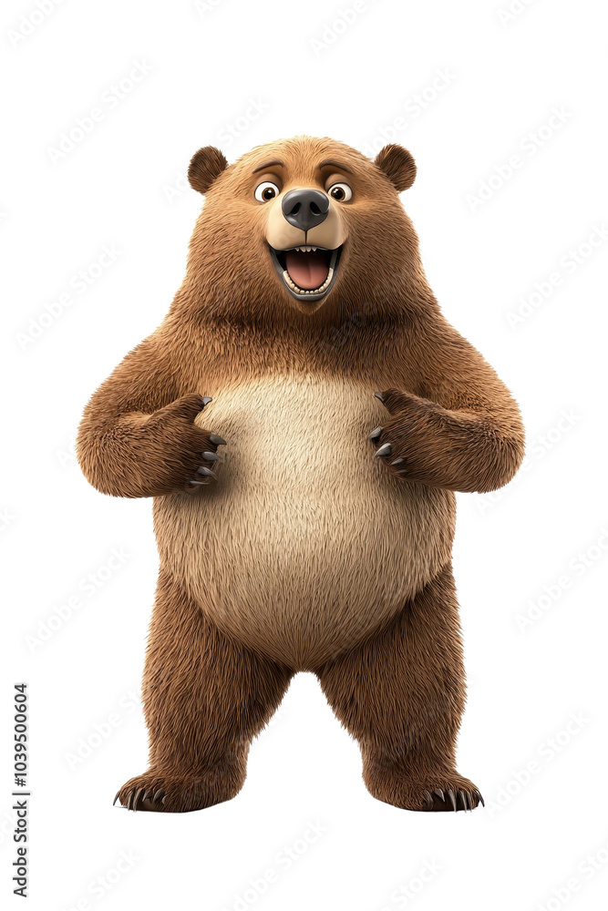 A playful 3D cartoon character of a brown bear, isolate on white background. cutout png A playful 3D cartoon character of a brown bear, isolate on white background. cutout png
