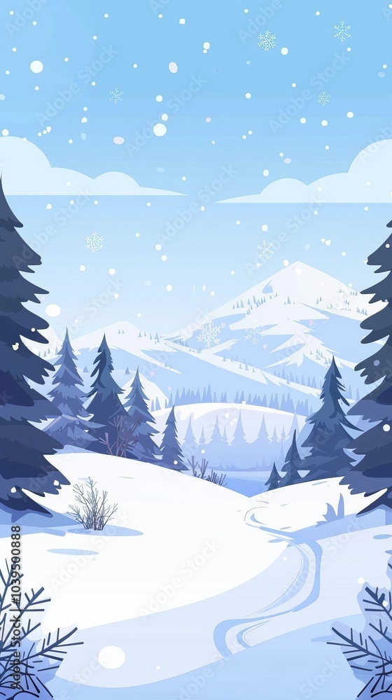 winter landscape flat illustration. winter landscape flat illustration.