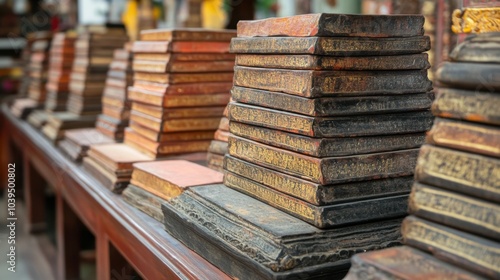 Antique Books Stacked in a Historical Library