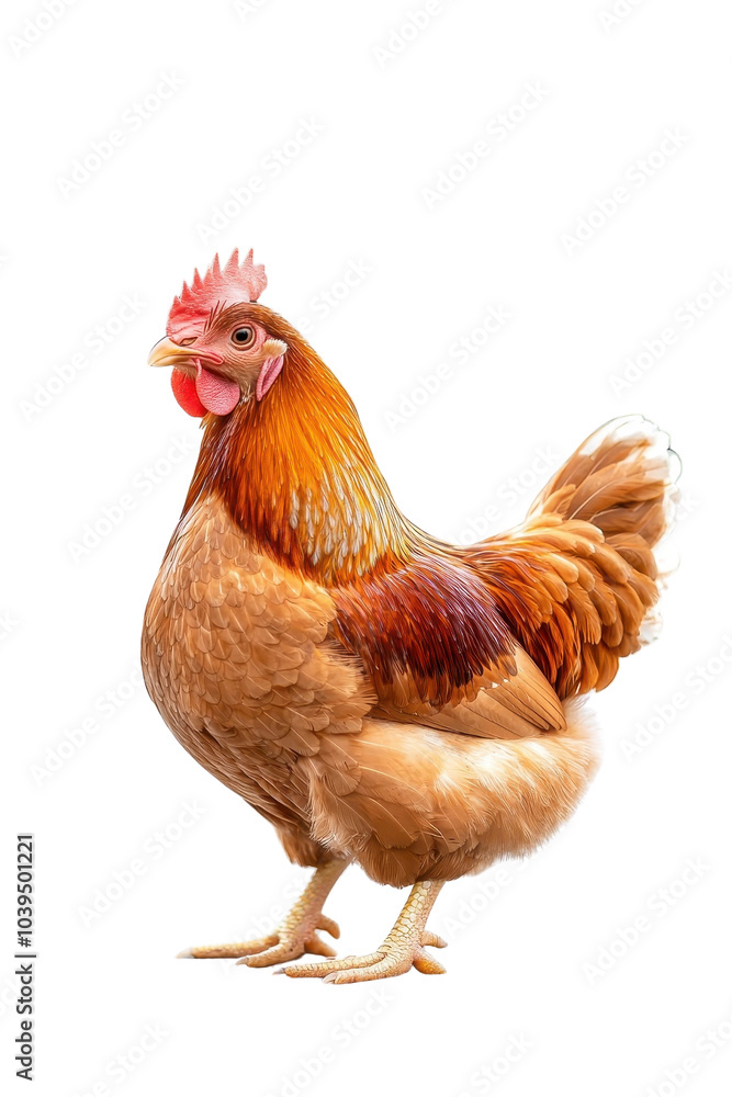 Fototapeta premium A stylish chicken wearing a suit, isolate on white background, combining elegance with humor. cutout png
