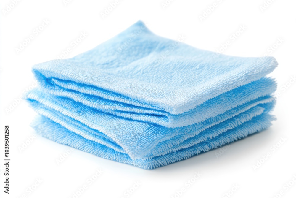 Stack of Blue Microfiber Cleaning Cloths Stack of Blue Microfiber Cleaning Cloths