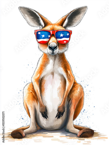 Kangaroo with sunglasses. Vector illustration of a kangaroo.australia day photo