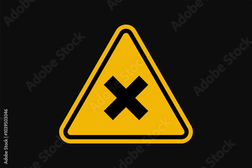 Signs of harmful or irritating substances. Irritating substance warning sign. Yellow triangle sign with a cross icon inside. Danger, allergic irritants are harmful to health. stock illustration