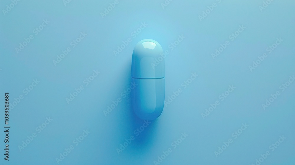 Blue medicine pill tablet float on blue background - a captivating and serene sight Blue medicine pill tablet float on blue background - a captivating and serene sight