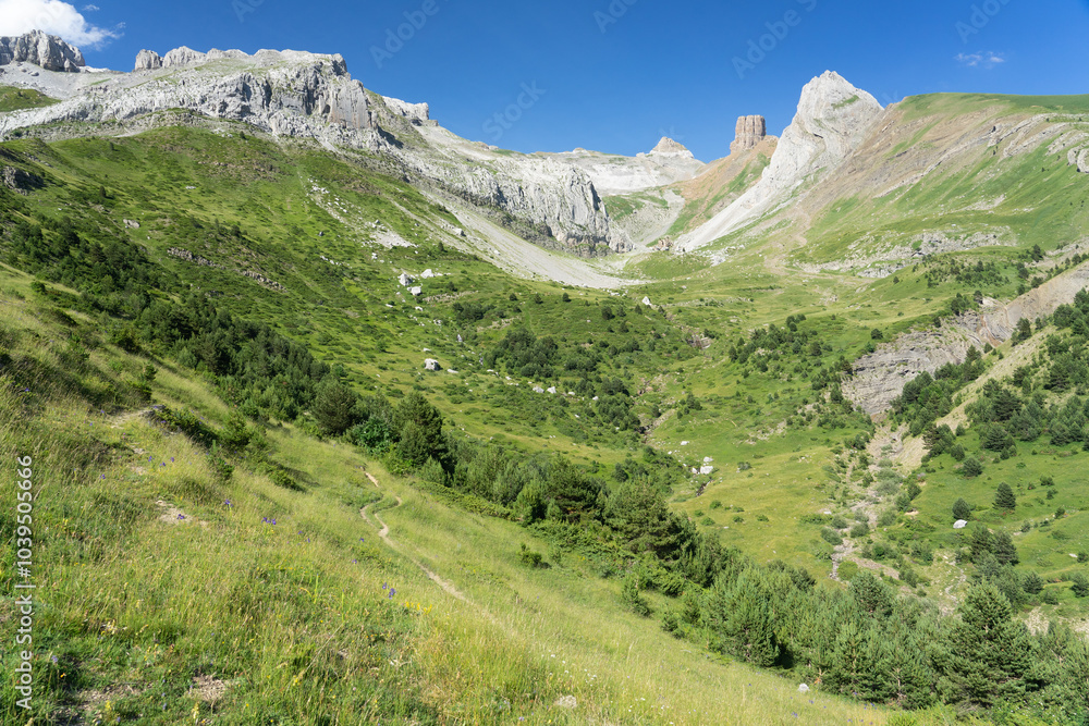 Aisa valley mountains at sunset in the occidental pyrenees valleys in the north of Spain. Huesca, Aragón, Spain. Aisa valley mountains at sunset in the occidental pyrenees valleys in the north of Spain. Huesca, Aragón, Spain.