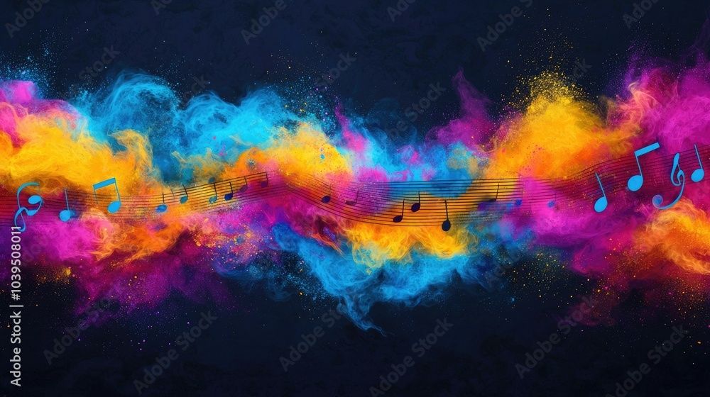 Colorful music notes swirl in vibrant hues, creating a dynamic and artistic musical background. Colorful music notes swirl in vibrant hues, creating a dynamic and artistic musical background.