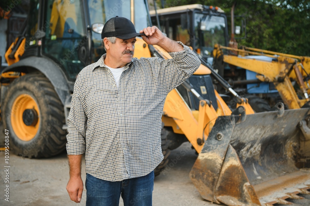 Portrait of a male excavator driver Portrait of a male excavator driver