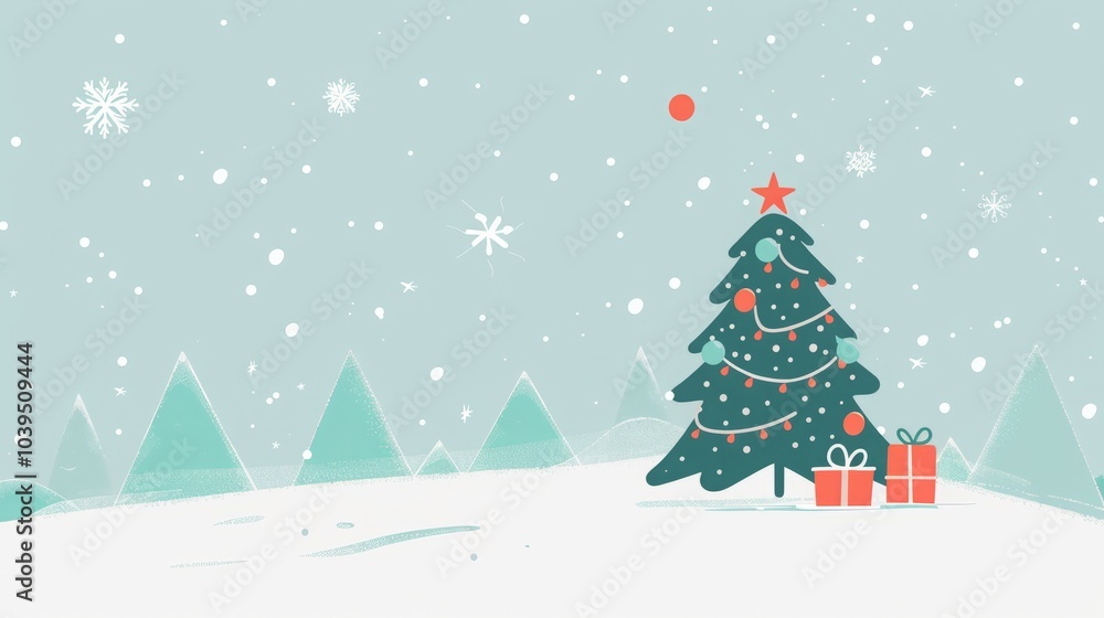 Christmas background with tree and snow illustration. Christmas background with tree and snow illustration.