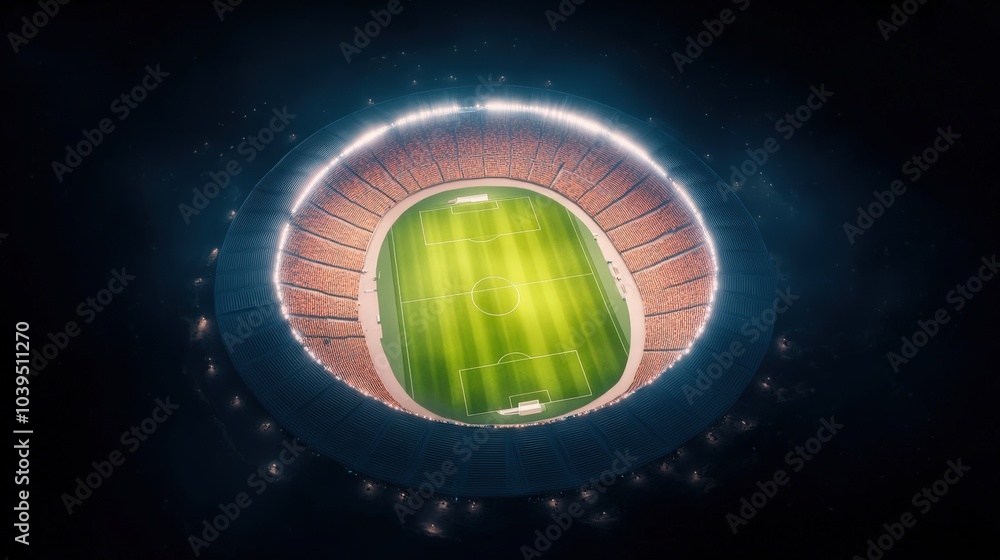 Obraz premium Illuminated soccer stadium at night