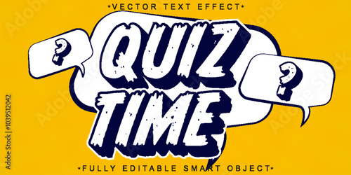 Cartoon Quiz Time Vector Fully Editable Smart Object Text Effect