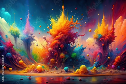 A symphony of vibrant colors explodes on a limitless canvas, enveloping the senses. photo