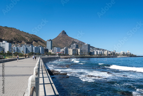 Coastal area of Sea Point, south of Cape Town, South Africa.