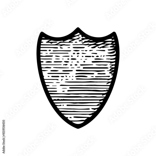 Hand Drawn shield medieval icon vector illustration isolated on white background