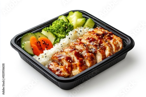 Delicious Bento Box featuring Teriyaki Chicken over Rice, a perfect blend of flavors and presentation.