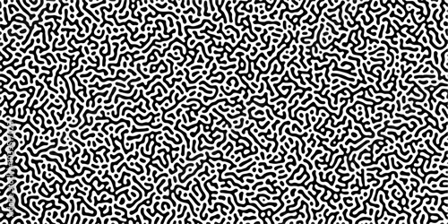 Organic seamless patterns with rounded lines Diffusion reaction background. Monochrome background of natural organic forms motion. Overlay template abstract Turing organic wallpaper background.