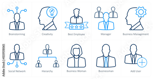 A set of 10 web marketing icons as brainstorming, creativity, best employee