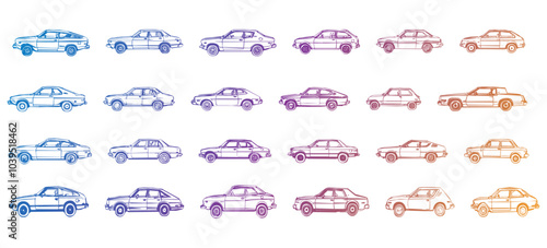 Classic car icon bundle. retro car icon collection