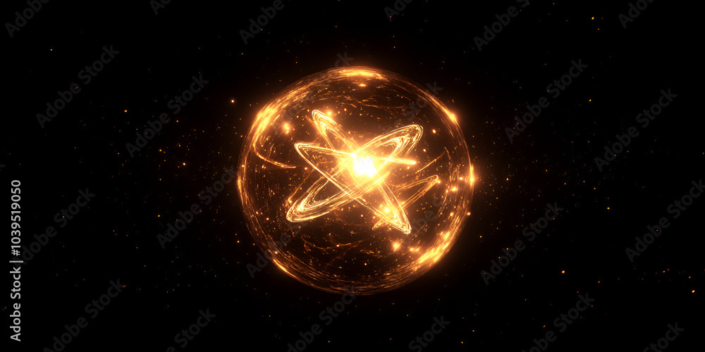 Glowing Red Planet with Cosmic Dust Trail in Space Glowing Red Planet with Cosmic Dust Trail in Space