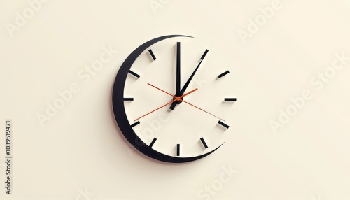 Creative clock design with moon-shaped elements, illustrating time in a modern and artistic way