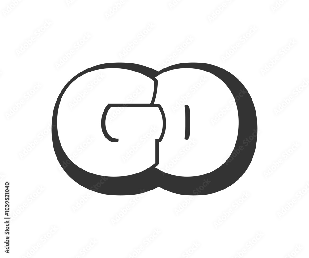 GO logo, bubble comic lettering, rounded in graffiti style black and white silhouette. Trendy preschool G and O letter text for festival party, personal initials, children funky print and web. GO logo, bubble comic lettering, rounded in graffiti style black and white silhouette. Trendy preschool G and O letter text for festival party, personal initials, children funky print and web.