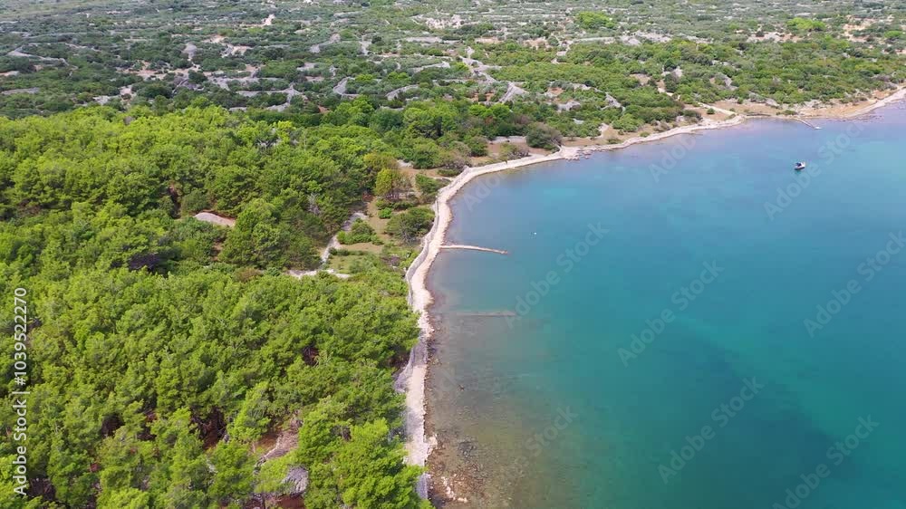 Beautiful coastline of sea and Land with trees aerial View Beautiful coastline of sea and Land with trees aerial View