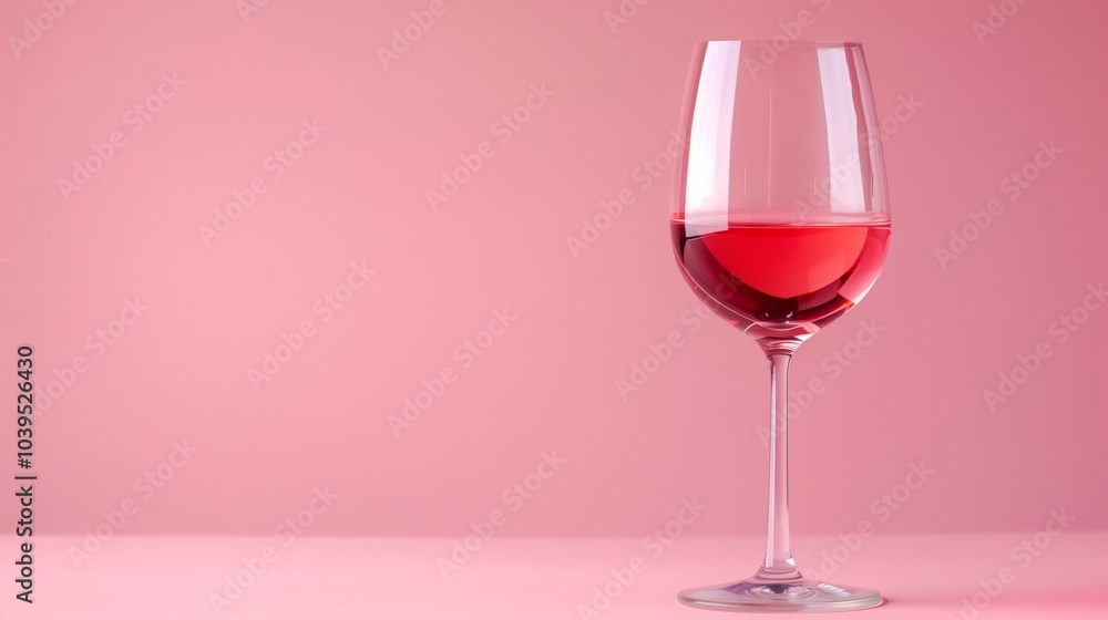 Glass of Red Wine Against Pink Background Glass of Red Wine Against Pink Background