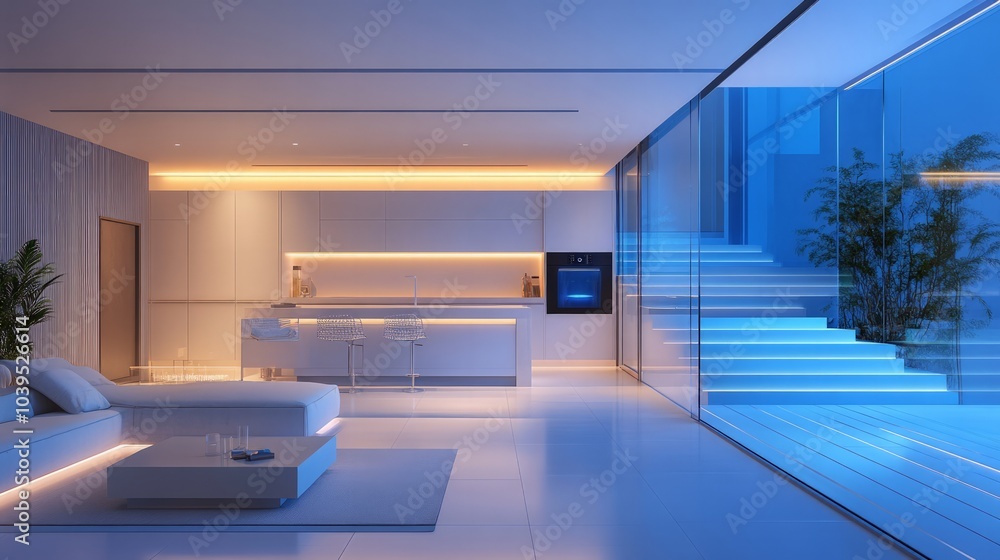 Fototapeta premium Ultra-modern space station interior with advanced life support systems, AI-driven operations, and a sleek, futuristic design, symbolizing innovation in space exploration