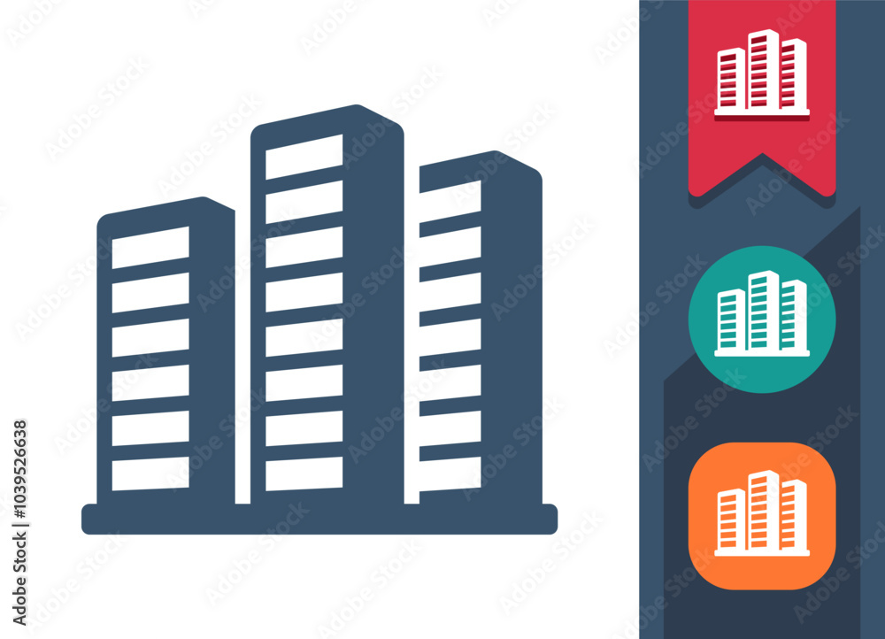 Skyscrapers, Office Building, Apartment Buildings, City Icon Skyscrapers, Office Building, Apartment Buildings, City Icon