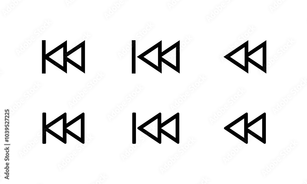 Rewind icon in line style. Backtrack sign symbol of media player element Rewind icon in line style. Backtrack sign symbol of media player element