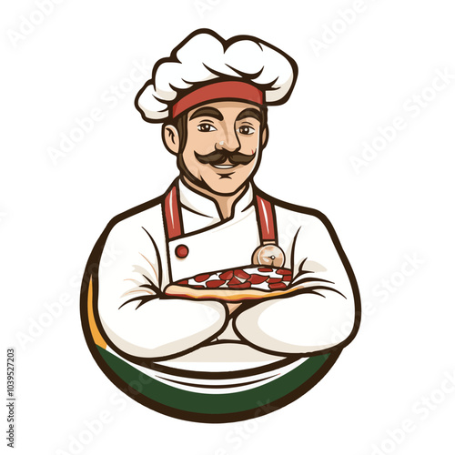 Italian pizza chef isolated