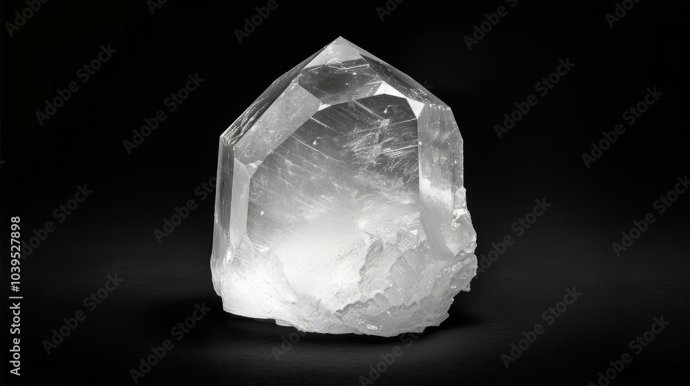 A clear crystal with a pointed tip. AI. A clear crystal with a pointed tip. AI.