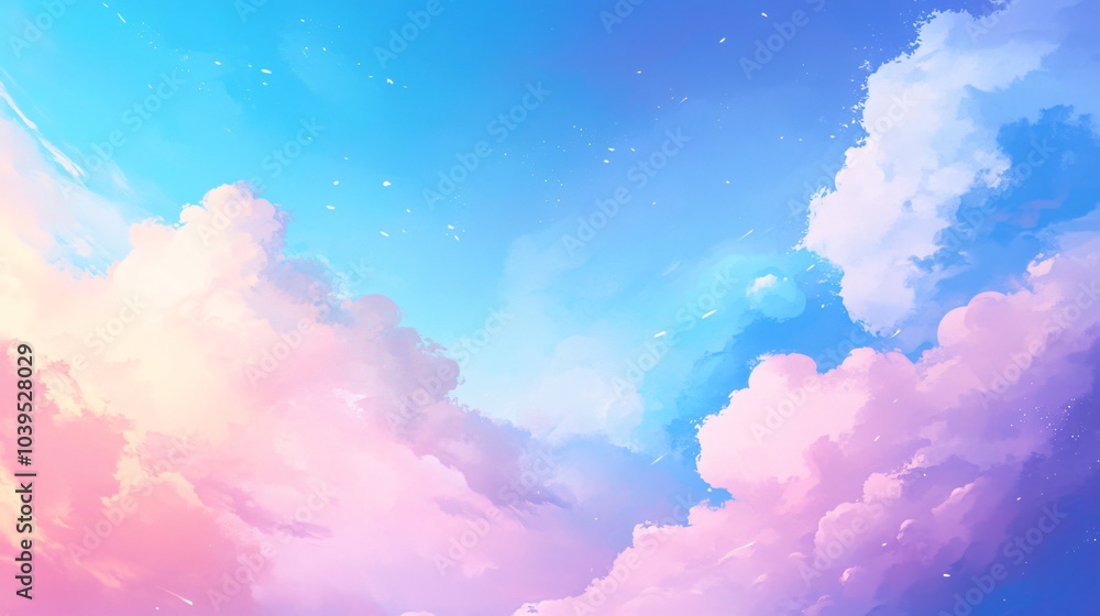 Dreamy sky with pink and blue clouds. Dreamy sky with pink and blue clouds.