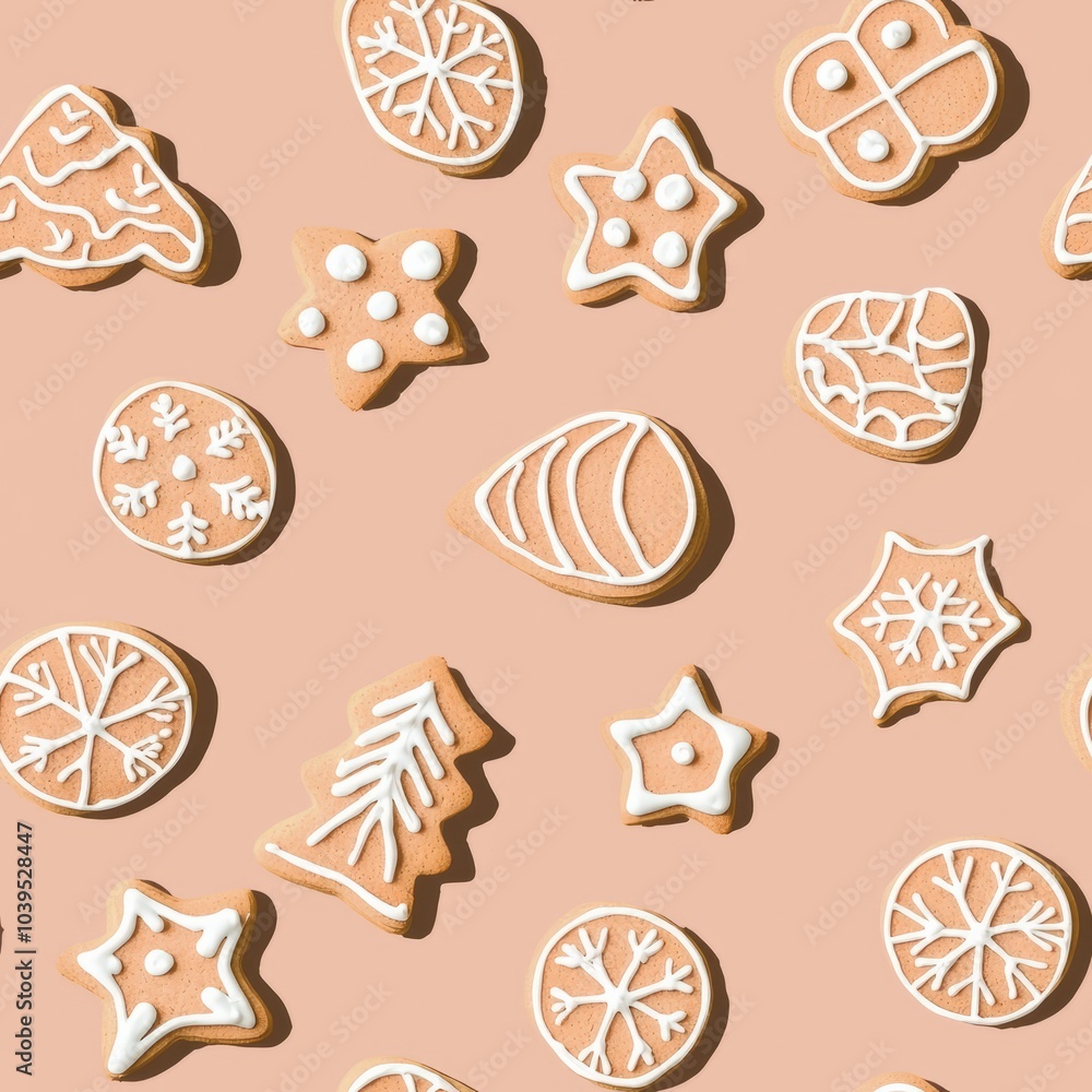 seamless pattern of cookies with holiday-themed stencils and designs seamless pattern of cookies with holiday-themed stencils and designs