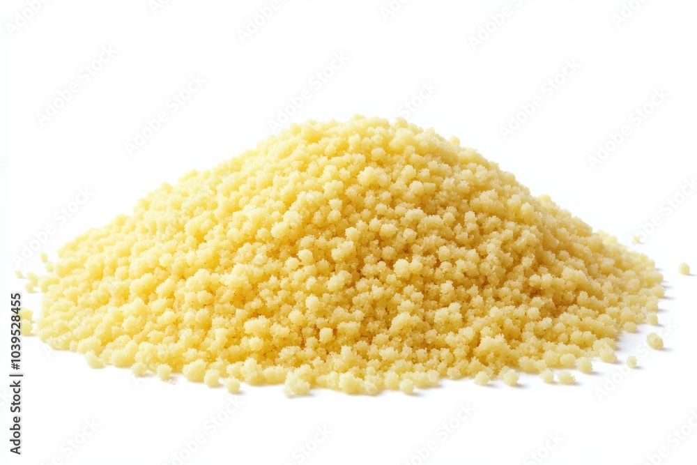 Couscous. Closeup Heap of Dry Semolina on White Background Couscous. Closeup Heap of Dry Semolina on White Background