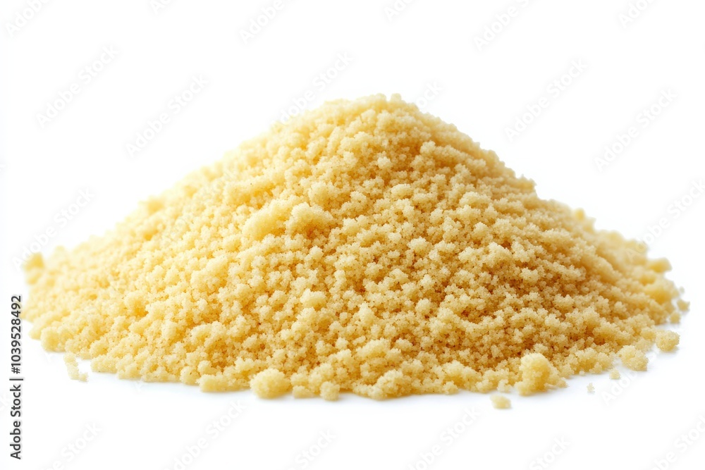 Couscous. Heap of Dry Semolina Durum Wheat Close-up Isolated on White Background Couscous. Heap of Dry Semolina Durum Wheat Close-up Isolated on White Background