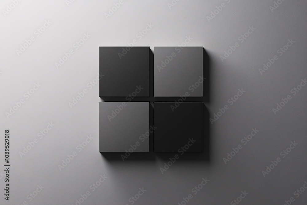 A four-panel grid of black squares on a light gray background, highlighting a clean, minimal, and modern design with sharp shadows
A four-panel grid of black squares on a light gray background, highlighting a clean, minimal, and modern design with sharp shadows