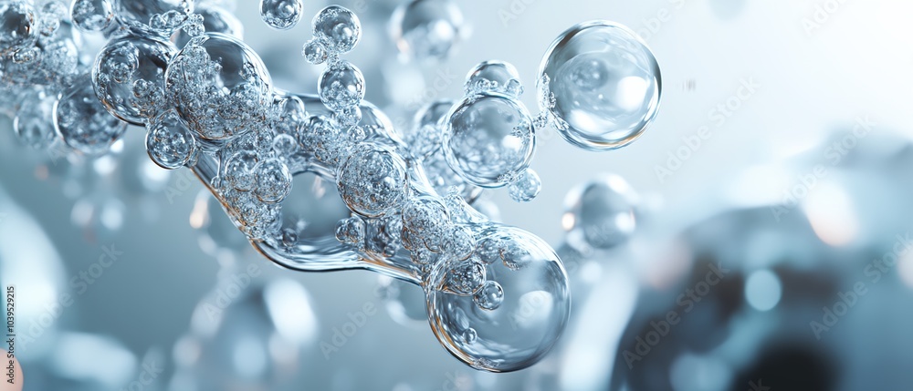 A close up of water droplets in a stream. The water droplets are clear and shiny, and they are scattered throughout the image A close up of water droplets in a stream. The water droplets are clear and shiny, and they are scattered throughout the image