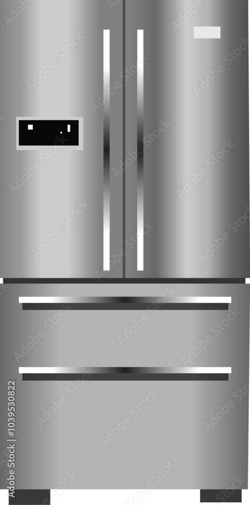 Stainless steel refrigerator. Sleek, energy-efficient fridge perfect for any kitchen. Stainless steel refrigerator. Sleek, energy-efficient fridge perfect for any kitchen.