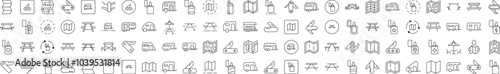 Beach, Umbrella, Surfing, Lifeline, Summer Rest Symbols Drawn with Thin Line. Collection of Various Design Elements that Can Be Used for Apps, Articles, Web Sites, Social Media