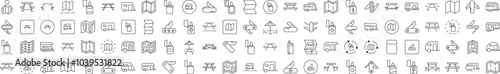 Beach, Umbrella, Surfing, Lifeline, Summer Rest Minimalistic Images Drawn with Thin Line. Collection of Various Design Elements that Can Be Used for Apps, Articles, Web Sites, Social Media