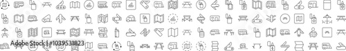 Beach, Umbrella, Surfing, Lifeline, Summer Rest Simple Illustrations Drawn with Thin Line. Collection of Various Design Elements that Can Be Used for Apps, Articles, Web Sites, Social Media